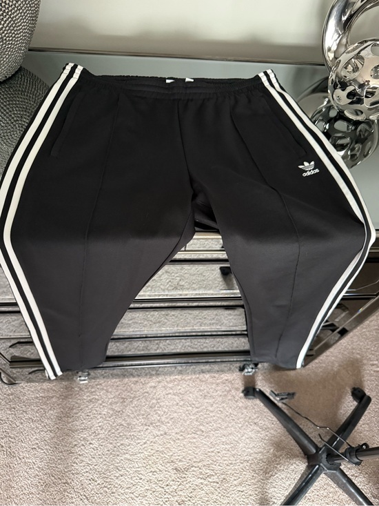adidas Originals Pants - adidas Originals Black Track Pants with White Three Stripes